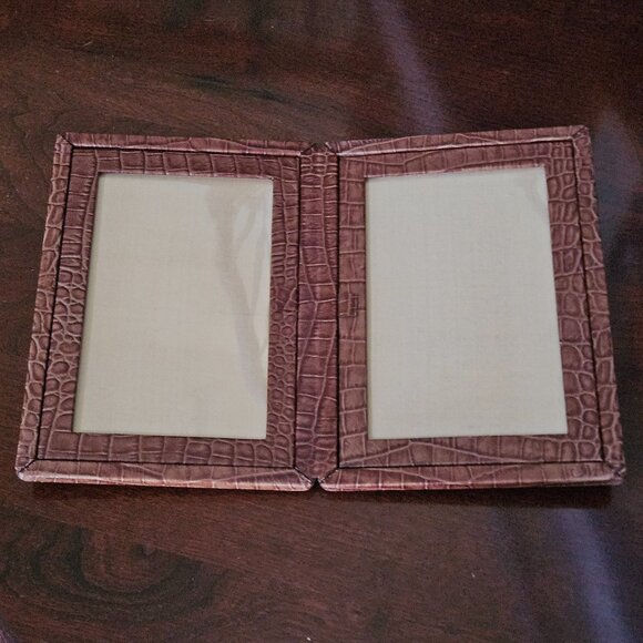 RARE MONICA RICH KOSANN DOUBLE BROWN ITALIAN LEATHER FOLDING FRAME IMAGE CASE - Picture 6 of 15